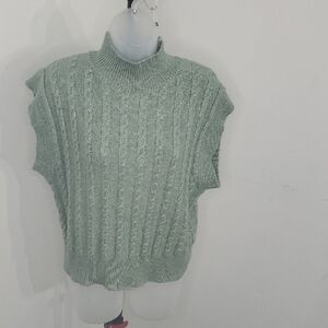 cupcakes & cashmere Mint Cable Knit Turtleneck Sweater